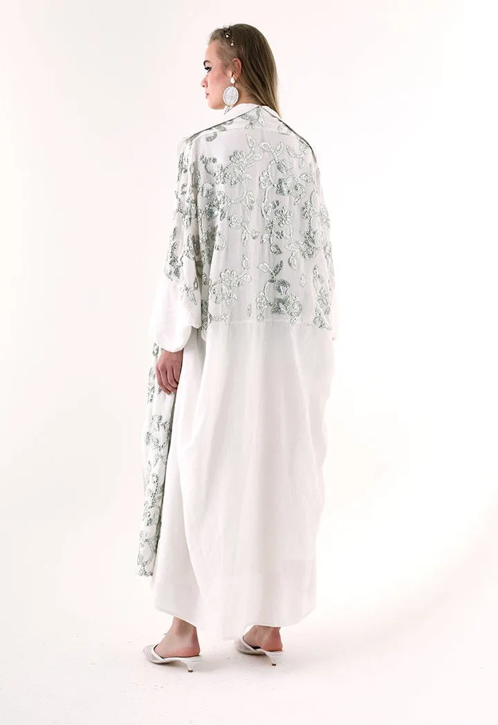 Choice Sequins Embroidery Long Kimono Jacket Offwhite