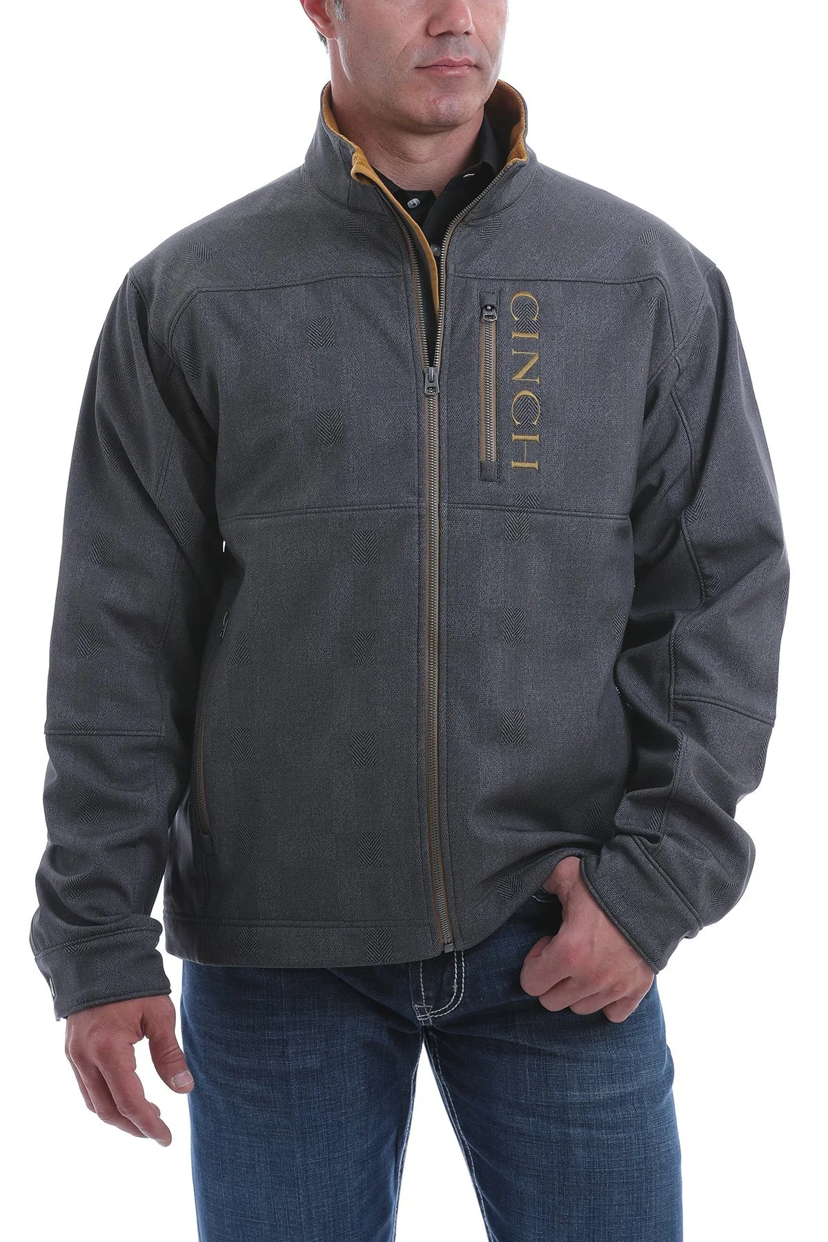 Cinch Mens Printed Bonded Jacket - Charcoal/Tobacco