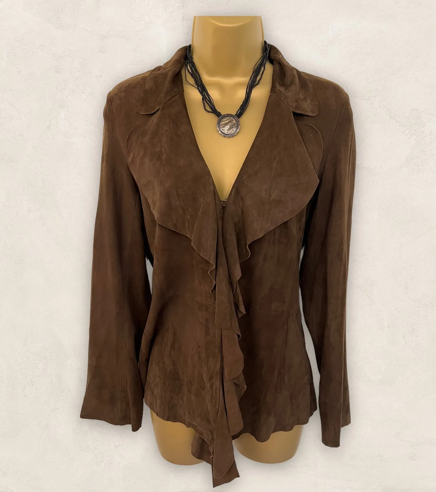 CN Vintage Butter Soft Chocolate Suede Jacket  Size XS Approx UK 12  US 8 EU 40