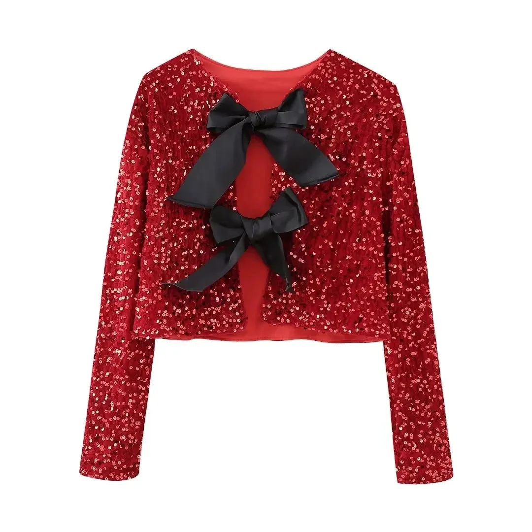 Coco Bow Tie Sequin Jacket