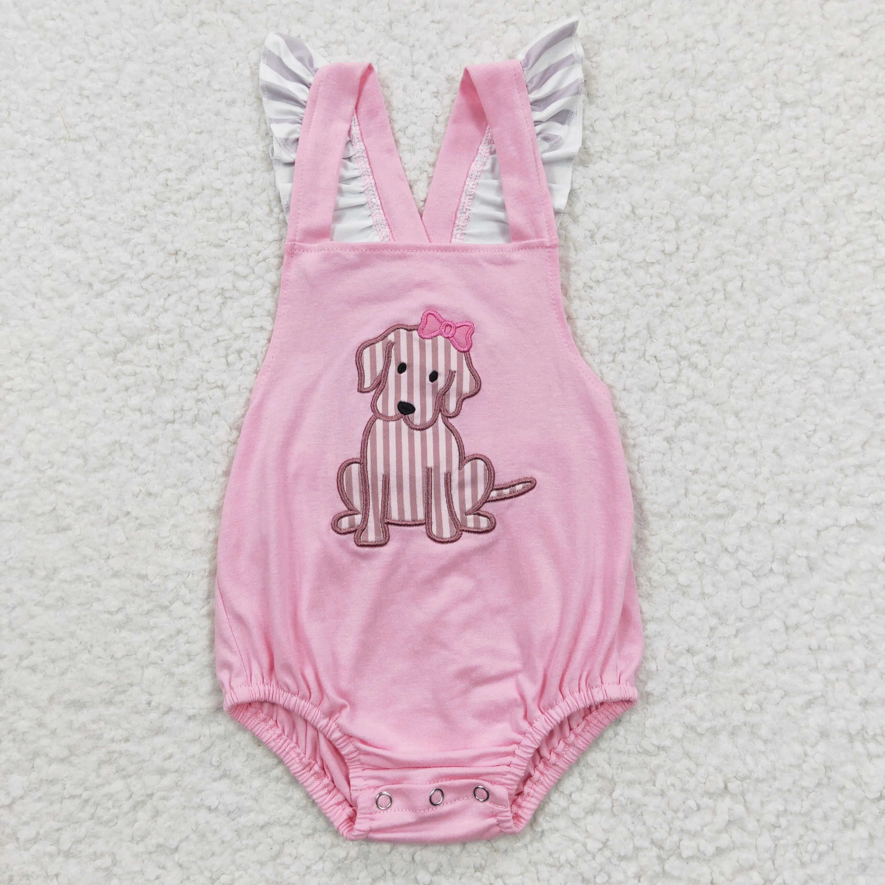 cute puppy embroidery baby girls onesies SR0303