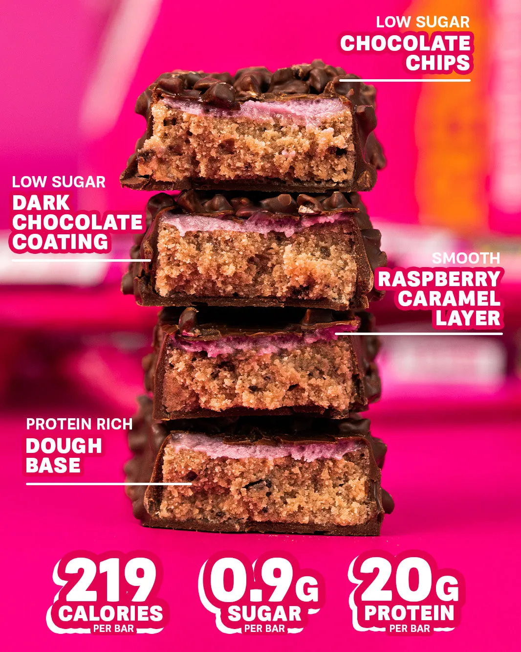 Dark Chocolate Raspberry Protein Bar - FREE SHIP