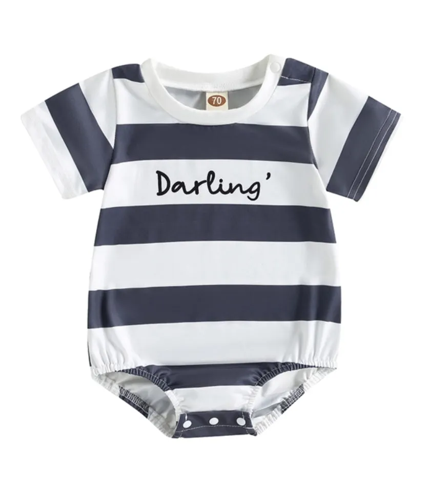 Darling Striped Romper Gray, Gender Neutral #2000171