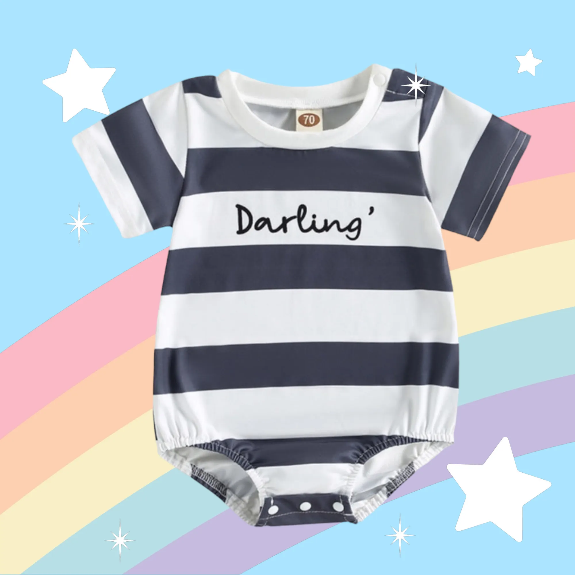 Darling Striped Romper Gray, Gender Neutral #2000171