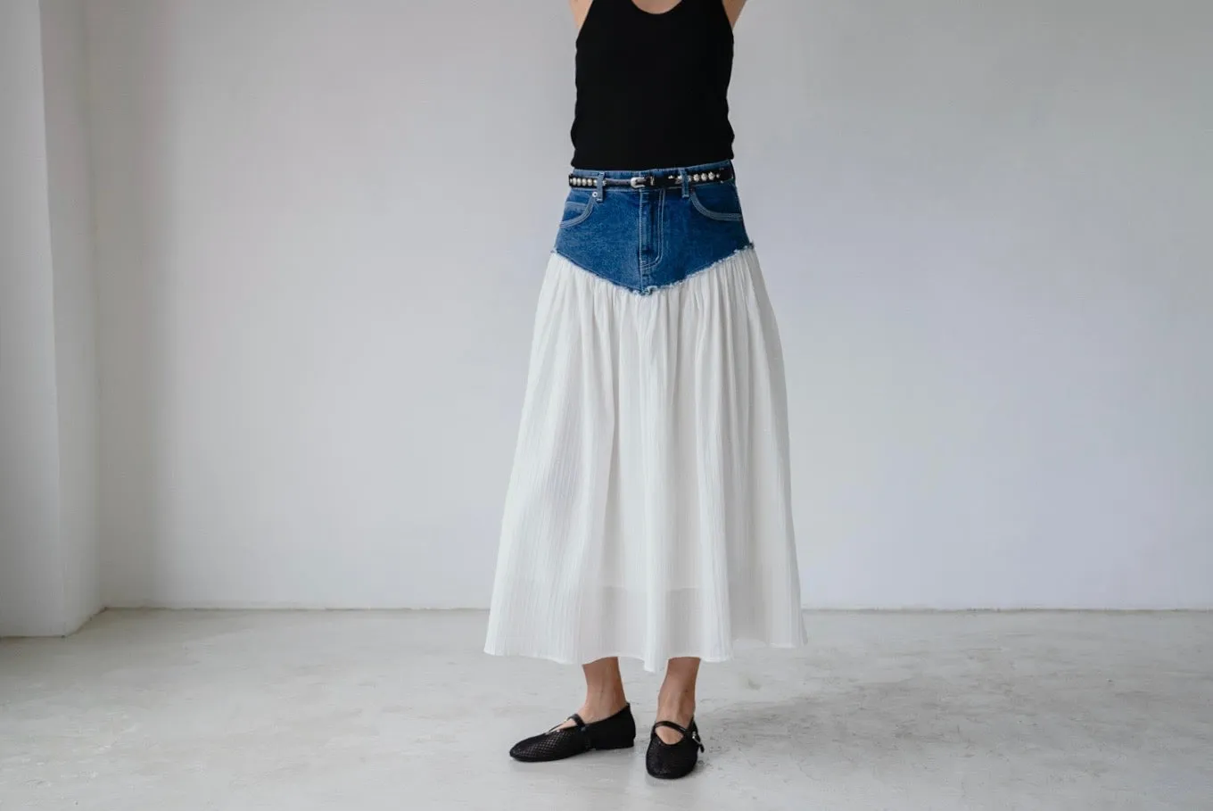 DENIM WAIST FLARE COTTON SKIRT ⭐️ *LAST 2*