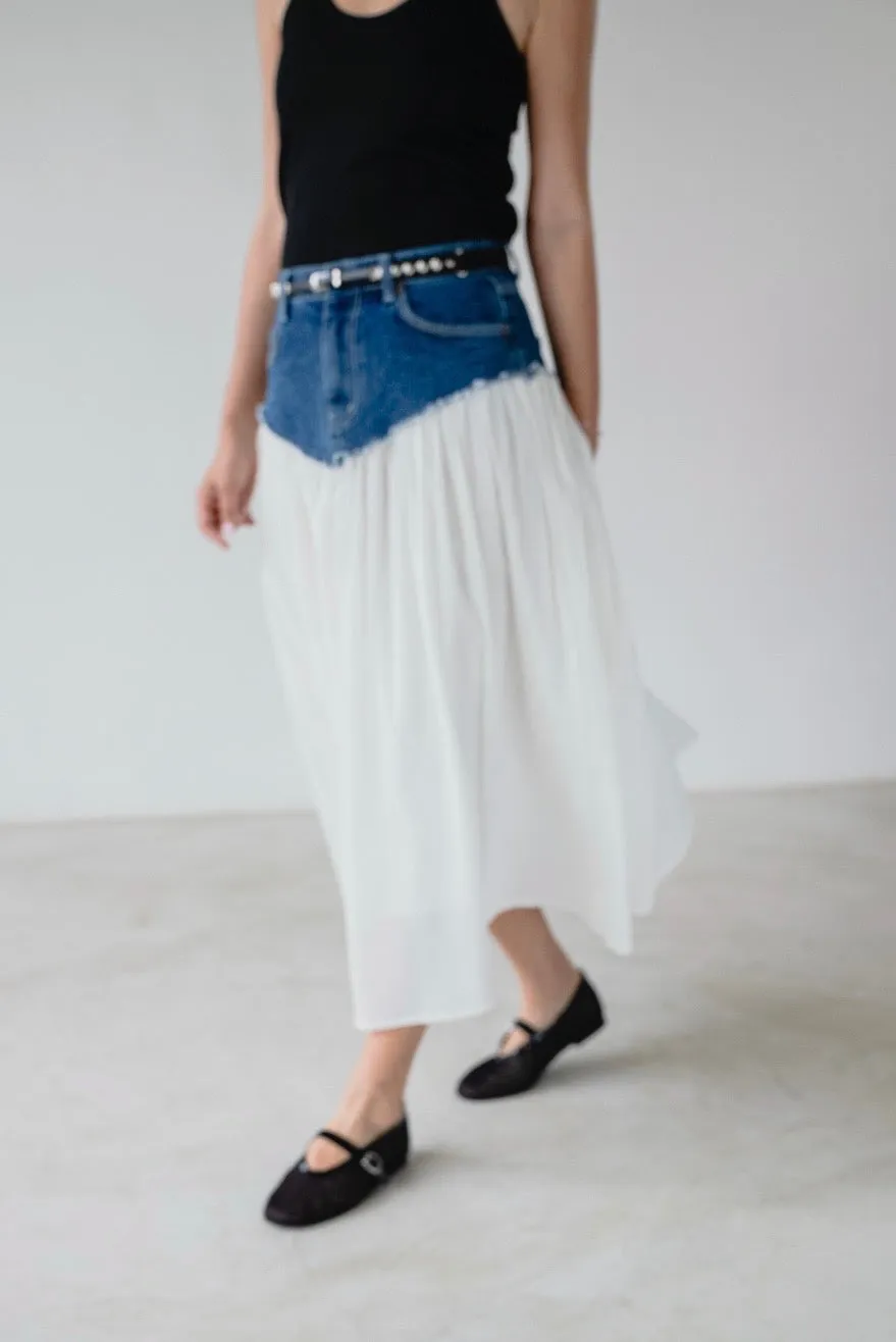 DENIM WAIST FLARE COTTON SKIRT ⭐️ *LAST 2*