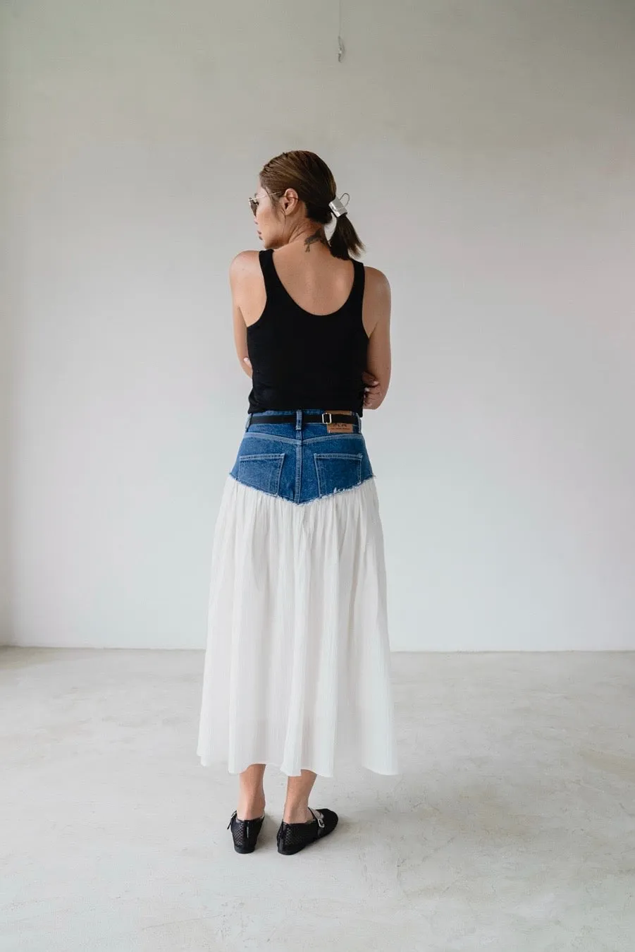 DENIM WAIST FLARE COTTON SKIRT ⭐️ *LAST 2*