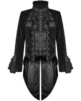 Devil Fashion Athanasius Mens Gothic Tailcoat Jacket - Black Damask