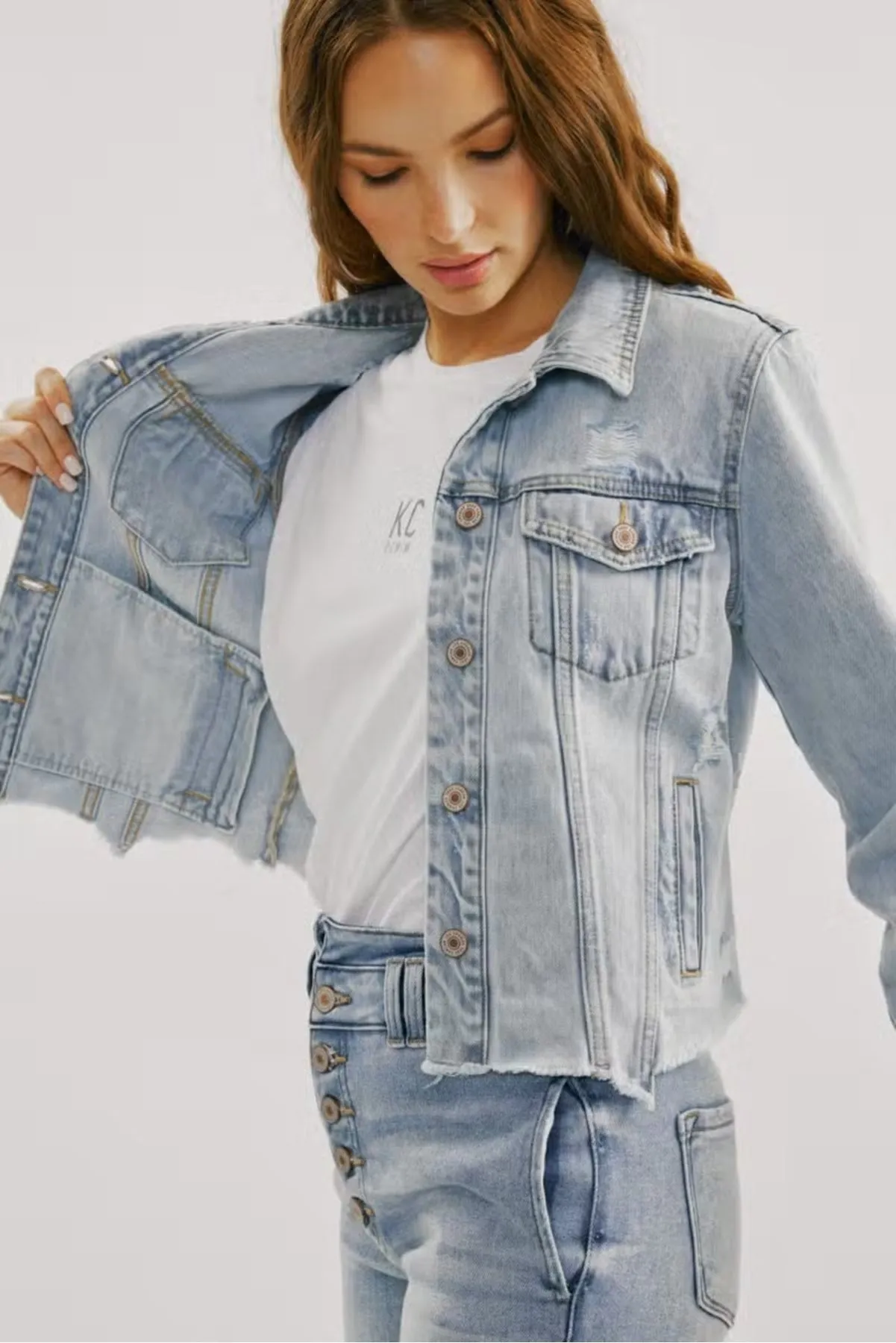 Distressed Raw Hen Denim Jacket