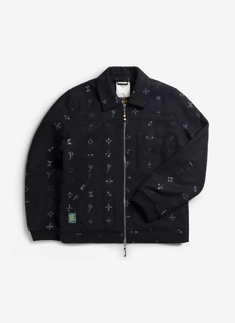 Drop Cap Jacket | Embroidered Wool | Black