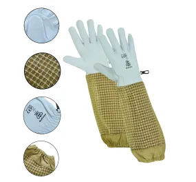 Durable Goat Skin Beekeeper Gloves | Ultimate Protection for Beekeeping Suit & Jacket | Brown