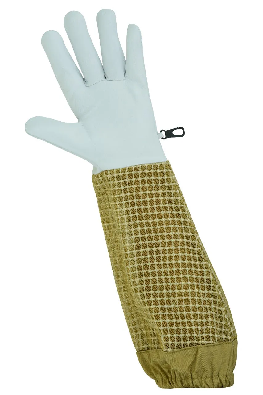 Durable Goat Skin Beekeeper Gloves | Ultimate Protection for Beekeeping Suit & Jacket | Brown