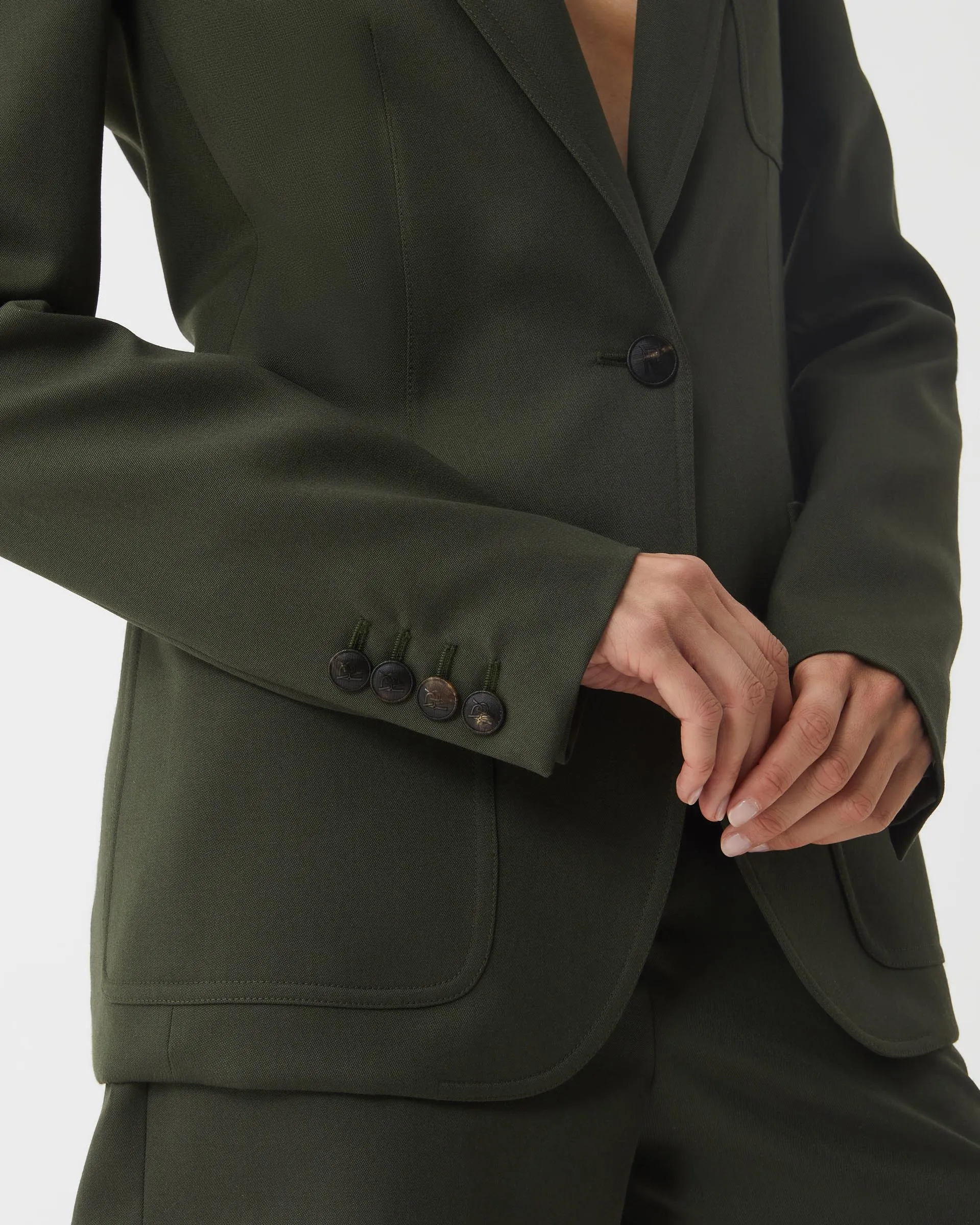 Faye Jacket in Wool, Pine Green