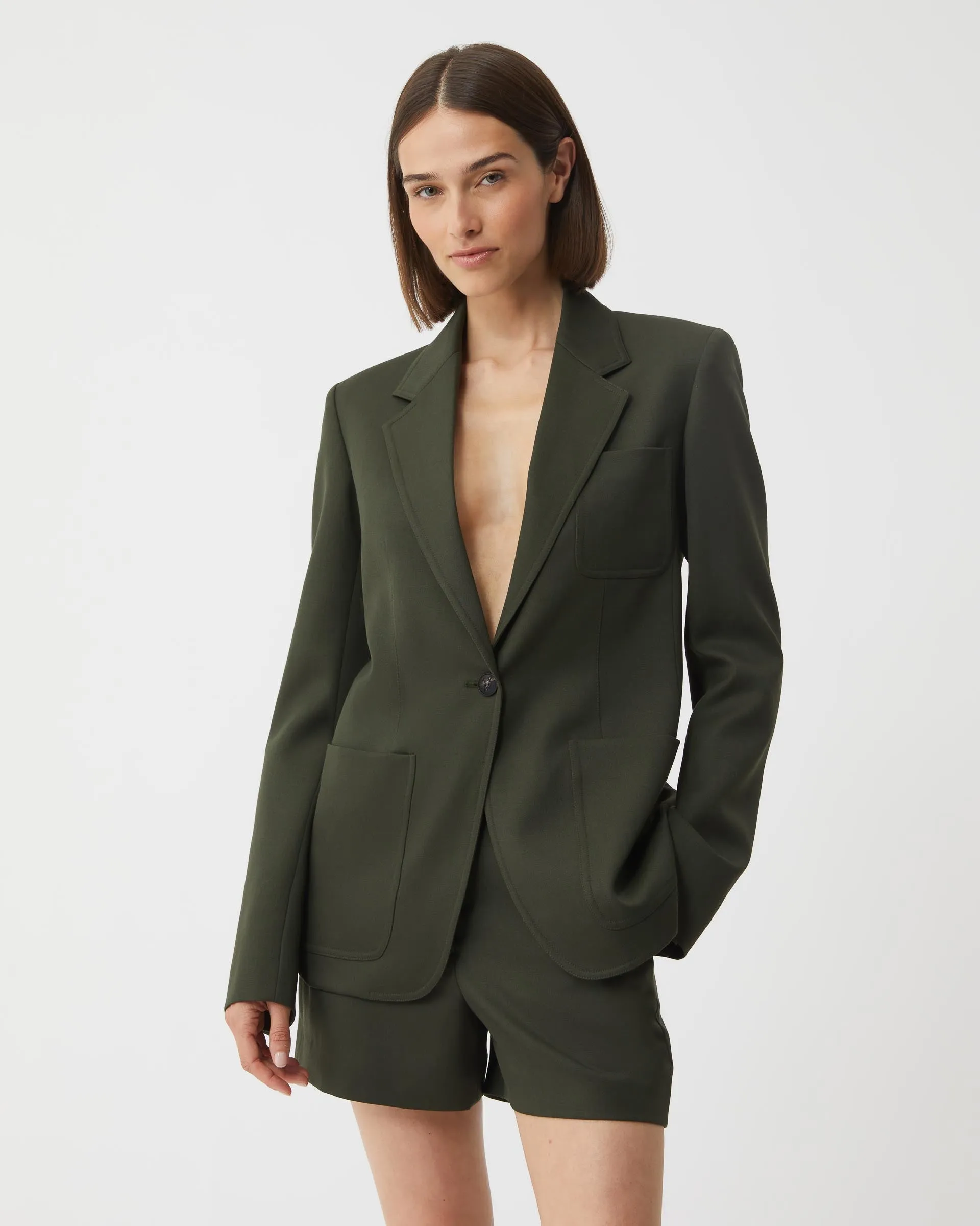 Faye Jacket in Wool, Pine Green