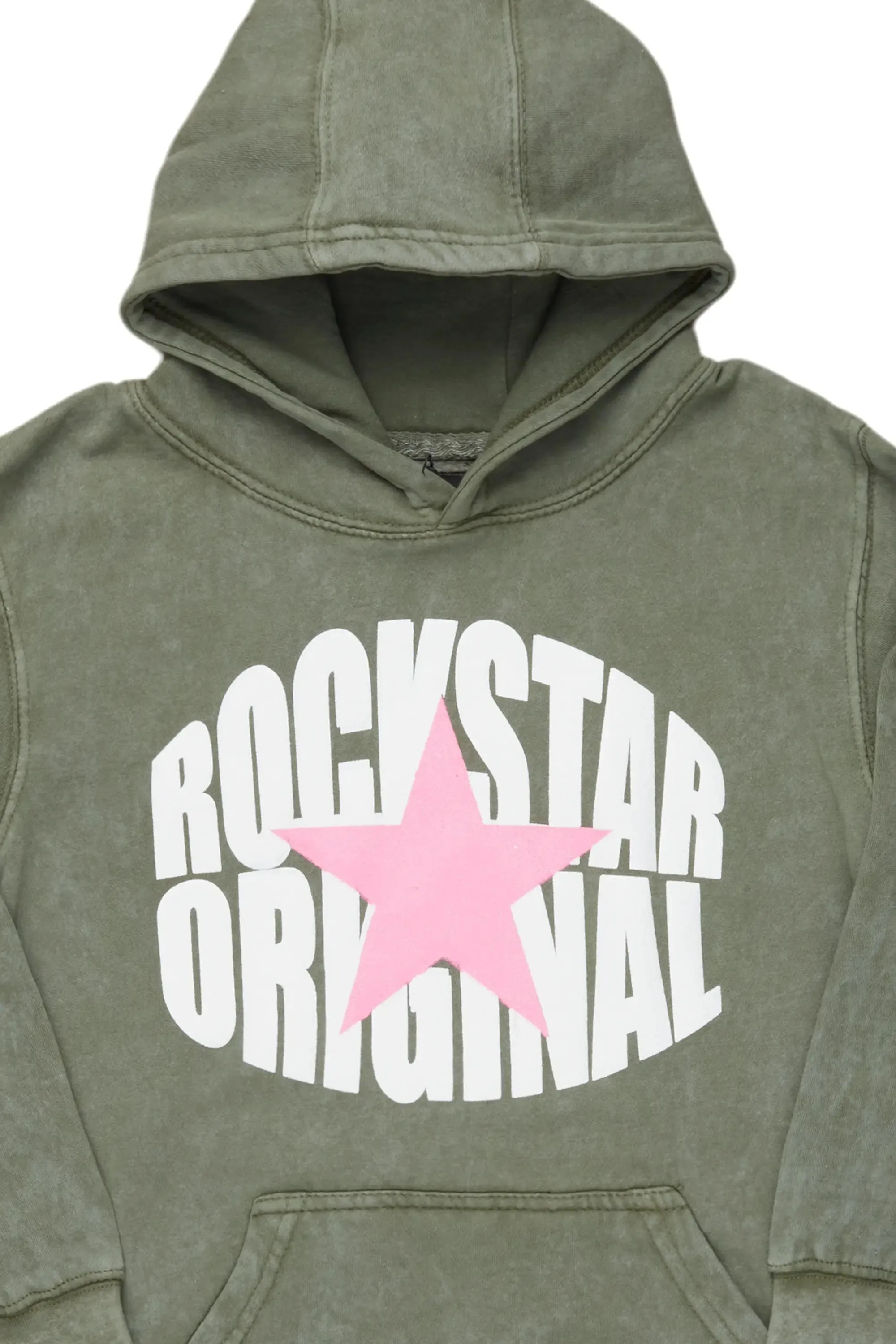 Girls Mia Vintage Green Graphic Hoodie