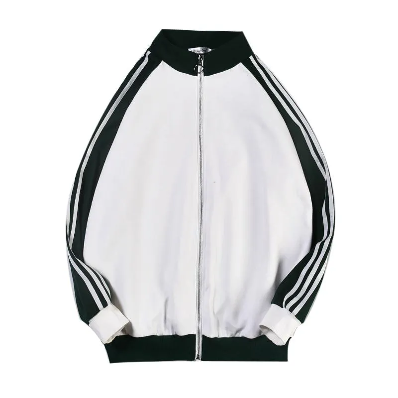 Green White Chill Back Print Sporty Windbreaker Jacket