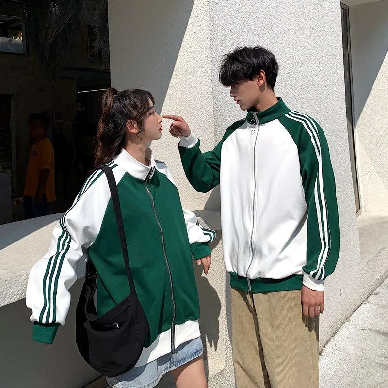 Green White Chill Back Print Sporty Windbreaker Jacket