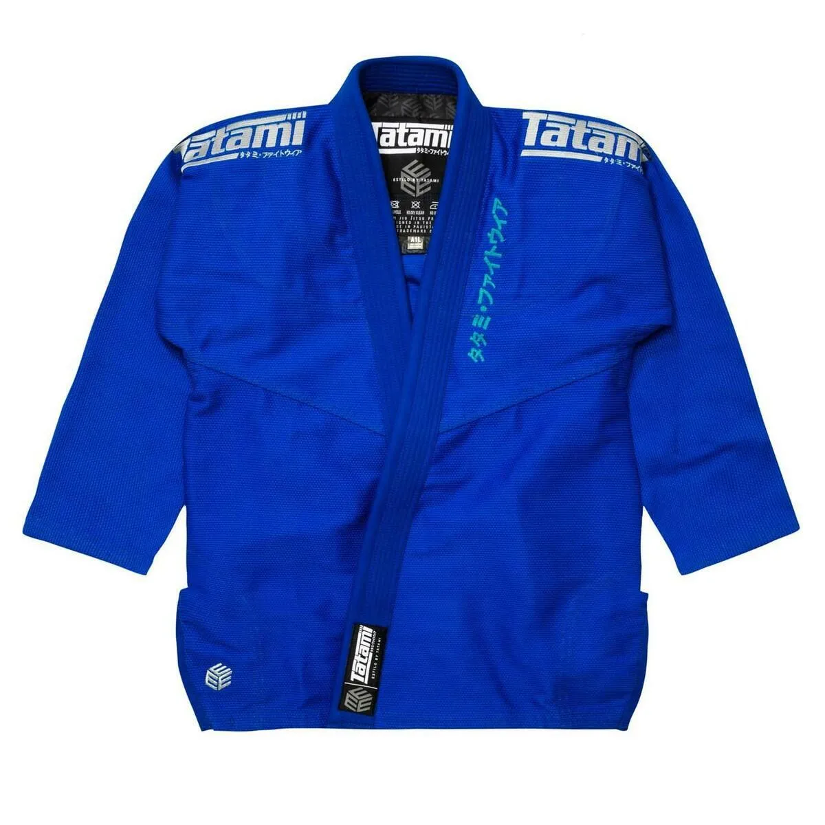 Grey on Blue Tatami Fightwear Estilo Black Label Mens BJJ Gi