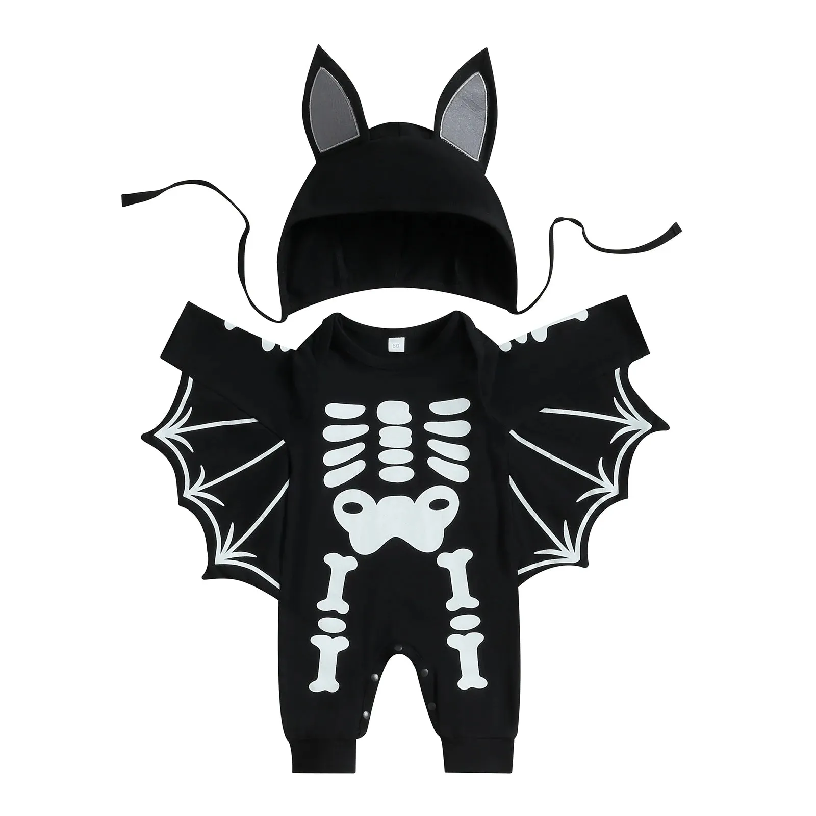 Halloween Baby Boy Bat Jumpsuit Newborn Infant Toddler Romper Long Sleeve Playsuit Costumes 0-24M