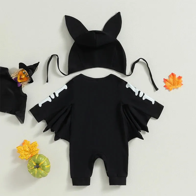 Halloween Baby Boy Bat Jumpsuit Newborn Infant Toddler Romper Long Sleeve Playsuit Costumes 0-24M