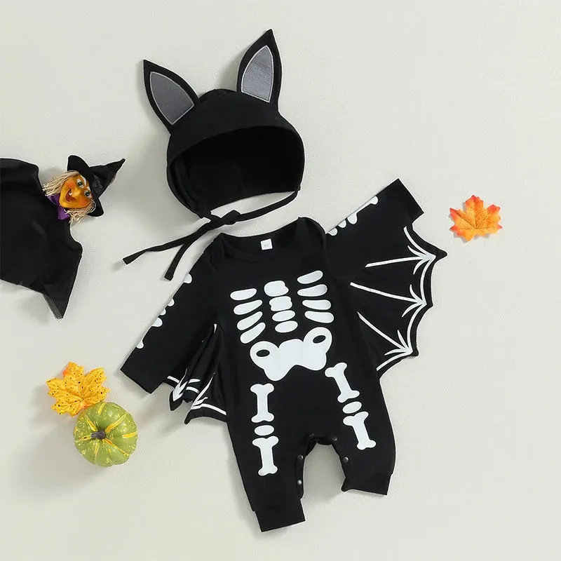 Halloween Baby Boy Bat Jumpsuit Newborn Infant Toddler Romper Long Sleeve Playsuit Costumes 0-24M