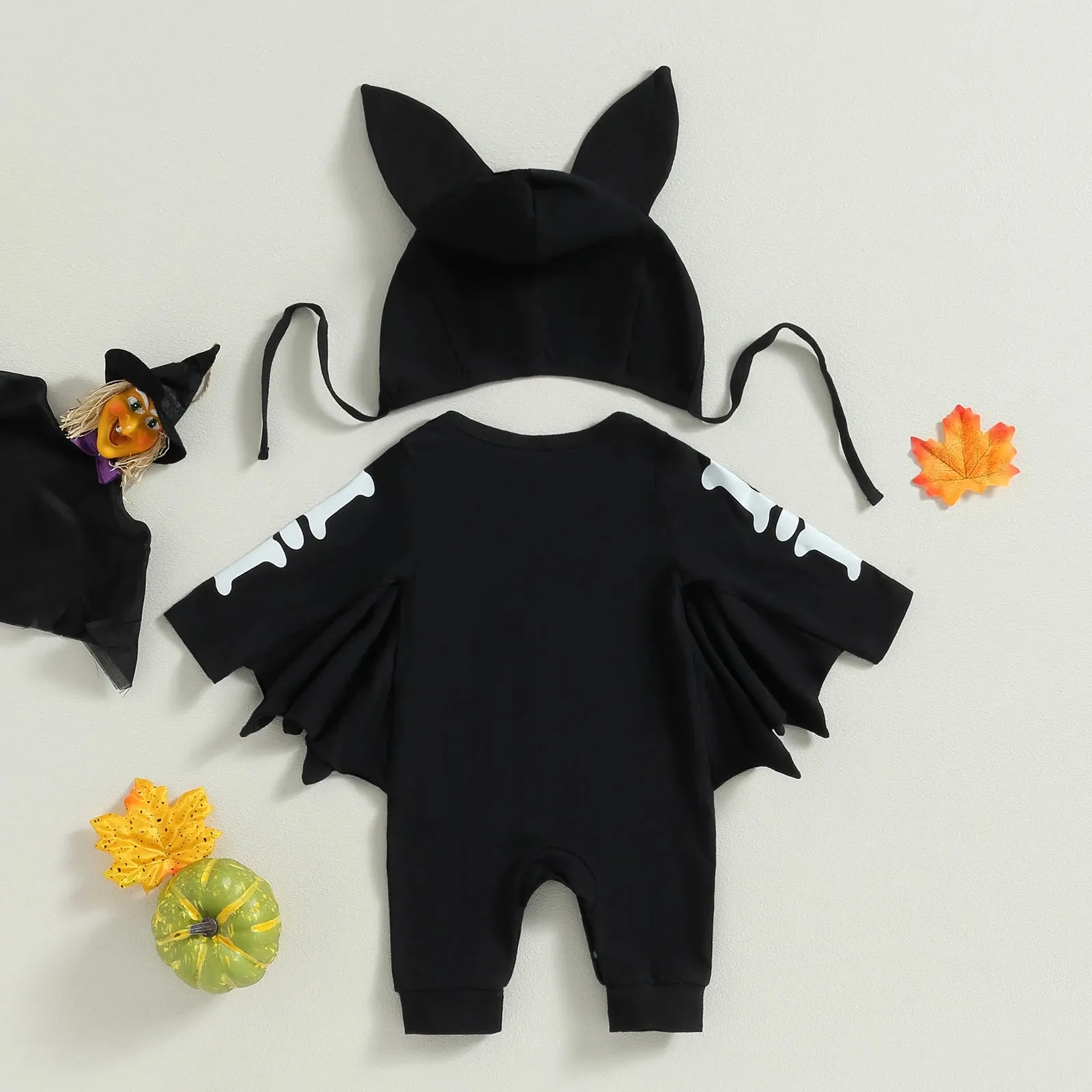 Halloween Baby Boy Bat Jumpsuit Newborn Infant Toddler Romper Long Sleeve Playsuit Costumes 0-24M