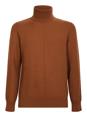 High-neck pullover camel