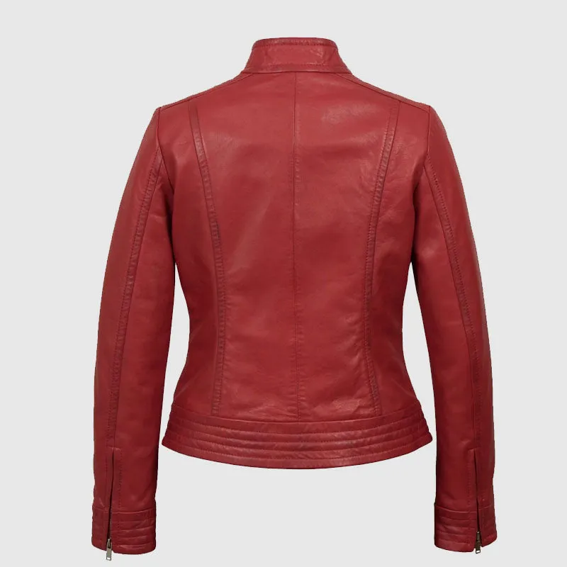 High Quality Womens Red Leather Jacket For Sale