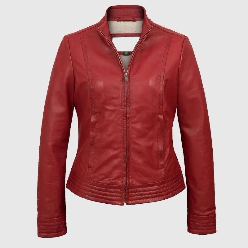 High Quality Womens Red Leather Jacket For Sale