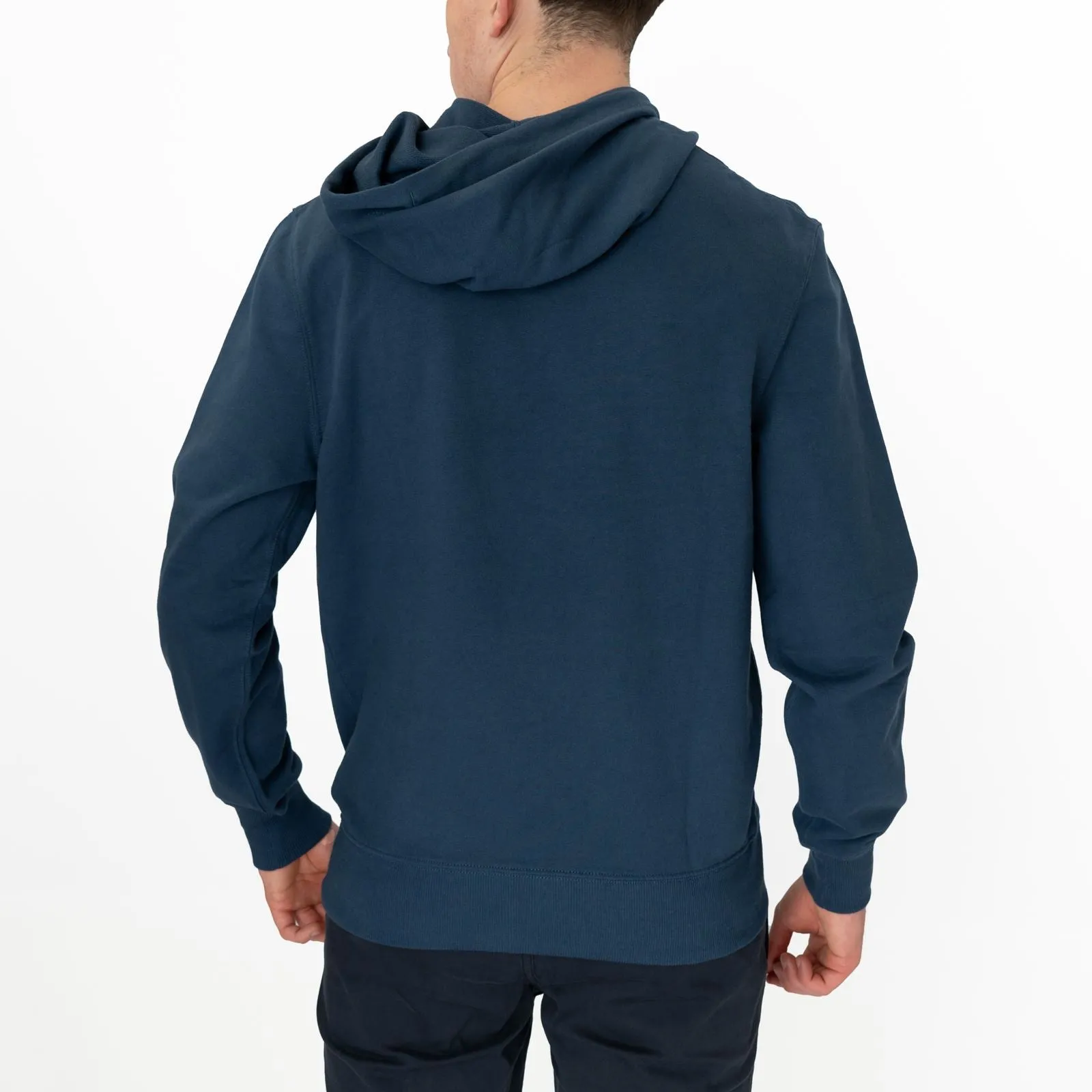 J. Crew Mens Hoodie Blue Kangaroo Pocket Navy Drawstring Hood Long Sleeve Tops