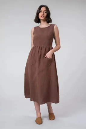 Jane Dress in Cacao Linen by Wilga Clothing