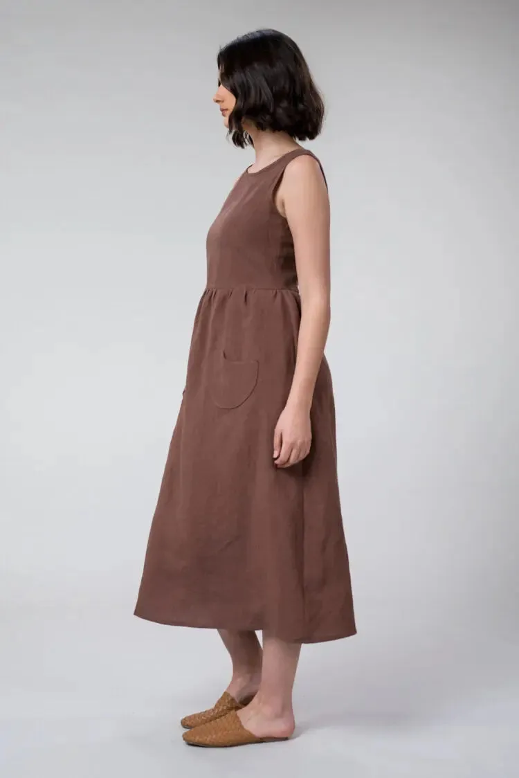 Jane Dress in Cacao Linen by Wilga Clothing