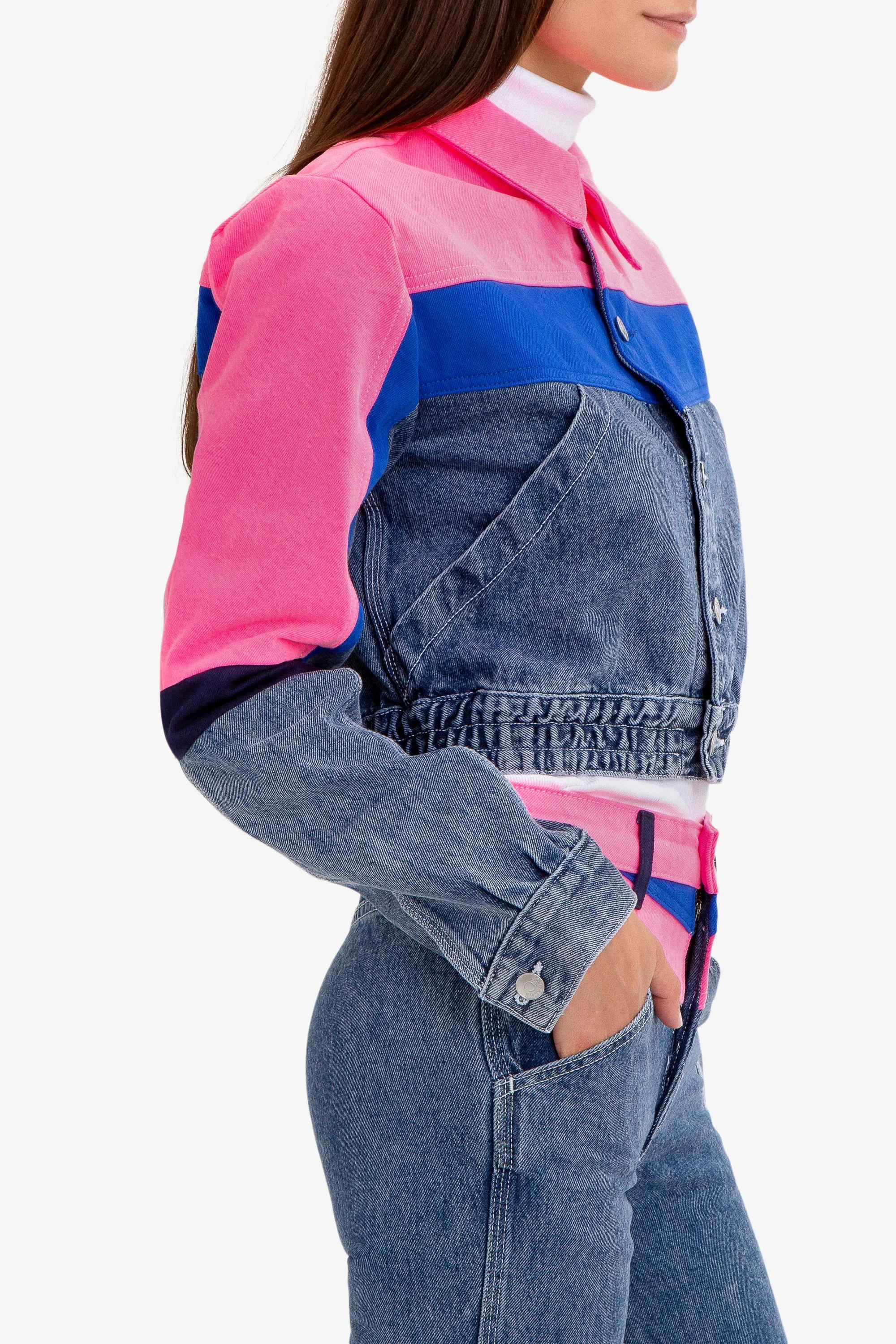 LIGHT ACID WASH DENIM SKI JACKET