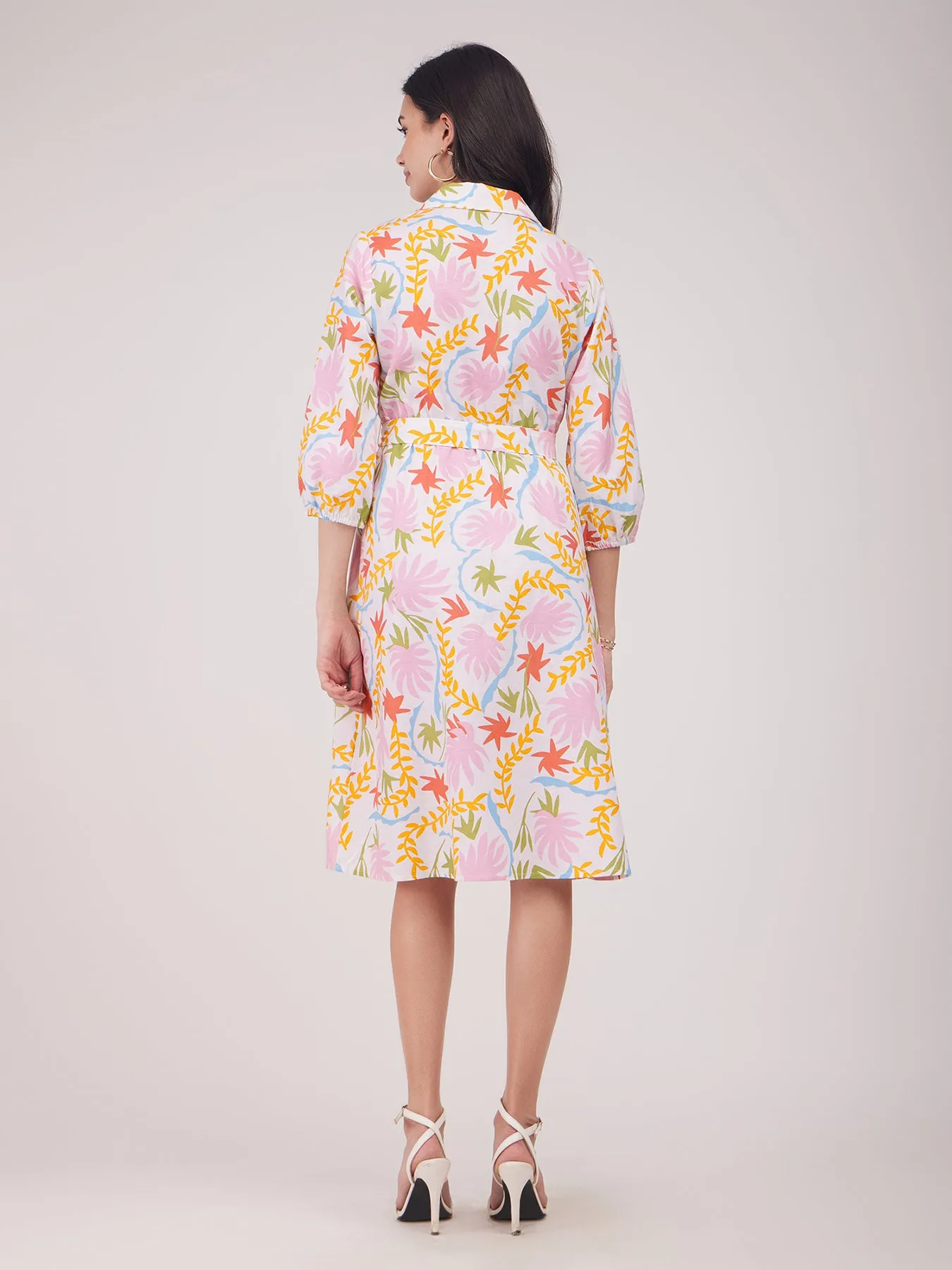 Linen Wrap Dress - Multicolour