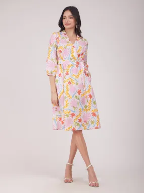 Linen Wrap Dress - Multicolour