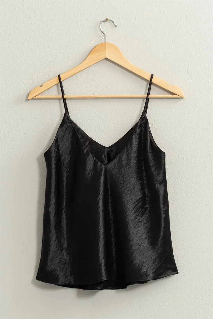 Linger Black V Neck Cami Top