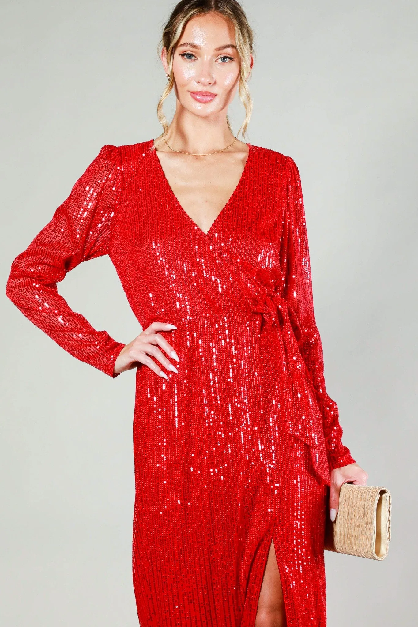 Long Sleeve Maxi Sequin Dress