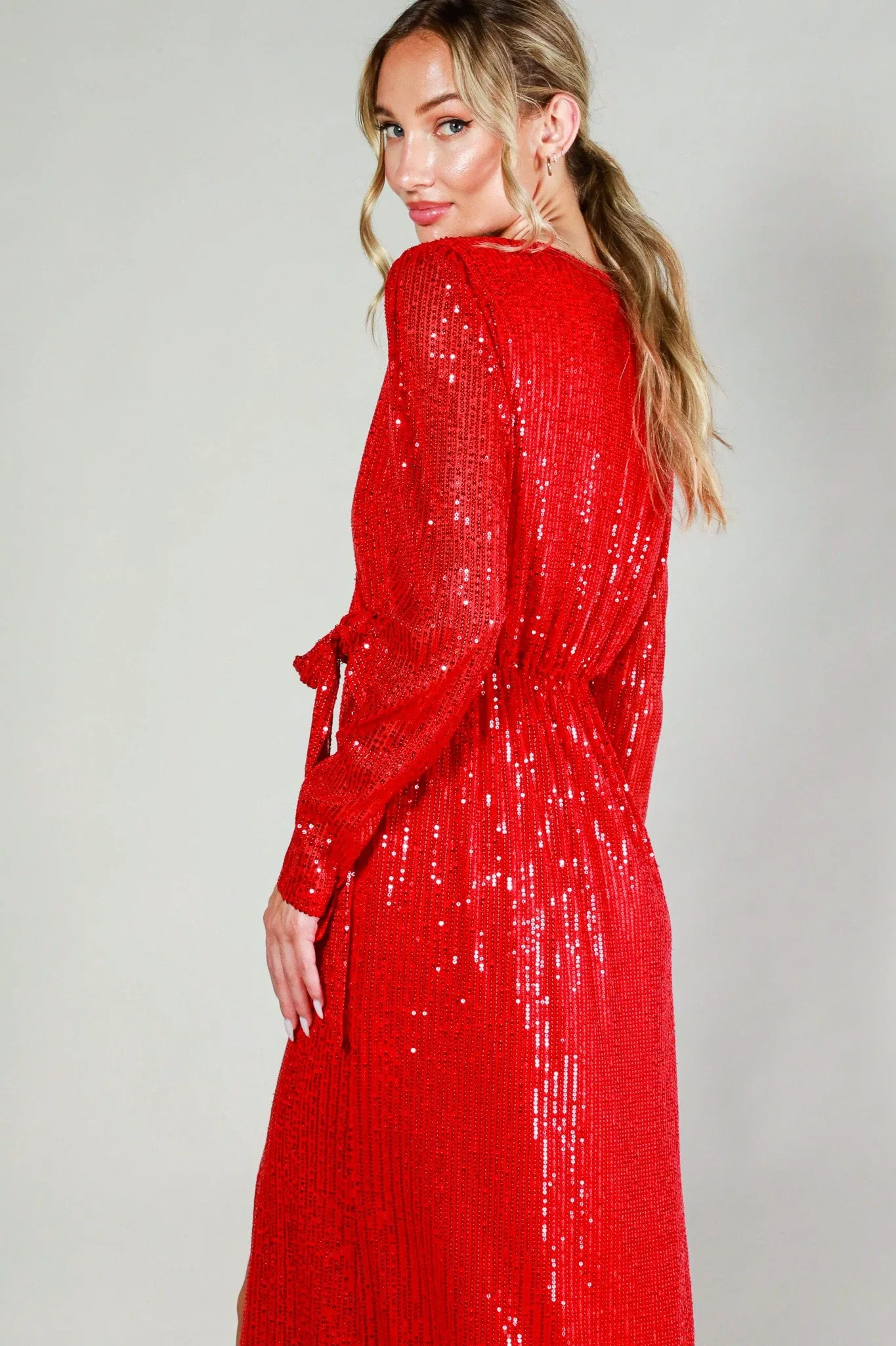 Long Sleeve Maxi Sequin Dress