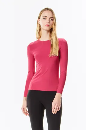 Long Sleeve Sangria Berry Microfiber Layering Shell Top