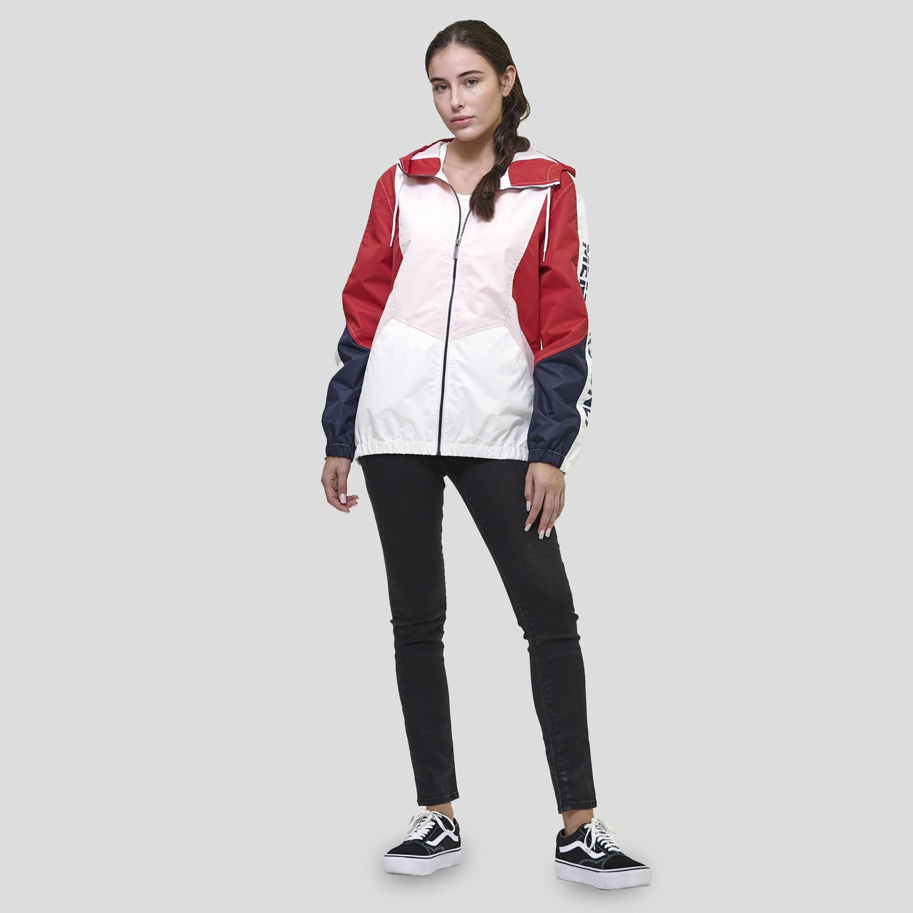 Members Only Women's Color Block Poly Taslon Zip Front Jacket