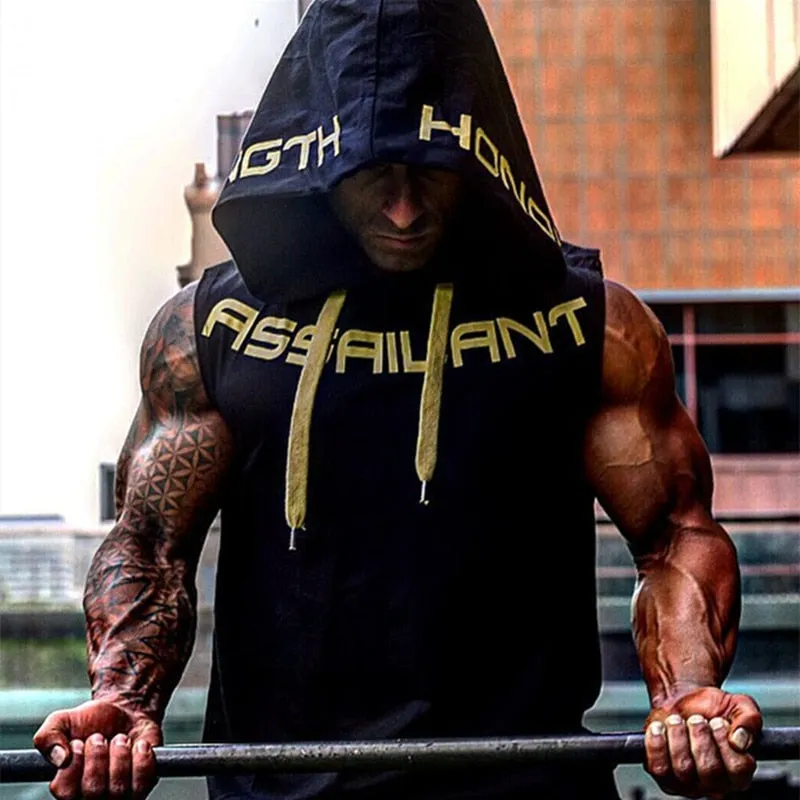 Men Cotton Hoodie Sweatshirts Sports fashion fitness clothes bodybuilding tank top men Sleeveless pullover Casual Hoodie