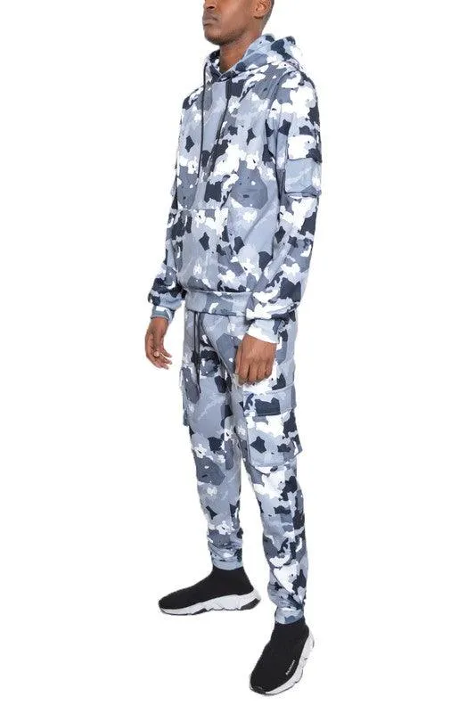 Mens Full Set Camouflage Hoodie And Jogger Set