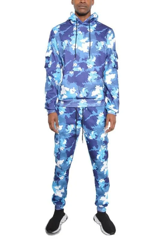 Mens Full Set Camouflage Hoodie And Jogger Set