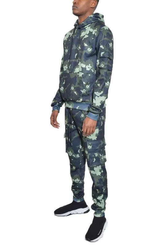 Mens Full Set Camouflage Hoodie And Jogger Set