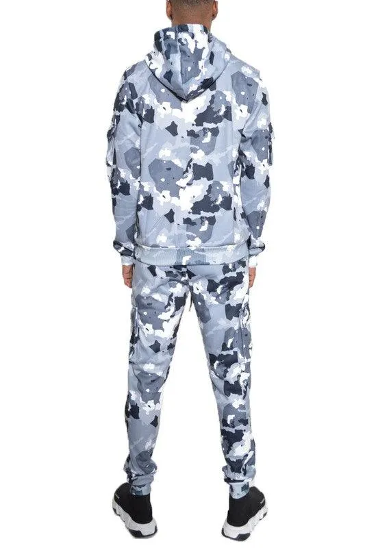 Mens Full Set Camouflage Hoodie And Jogger Set