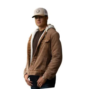 Men's Hooded Tan Corduroy Jacket Sherpa Hood HJ115TN