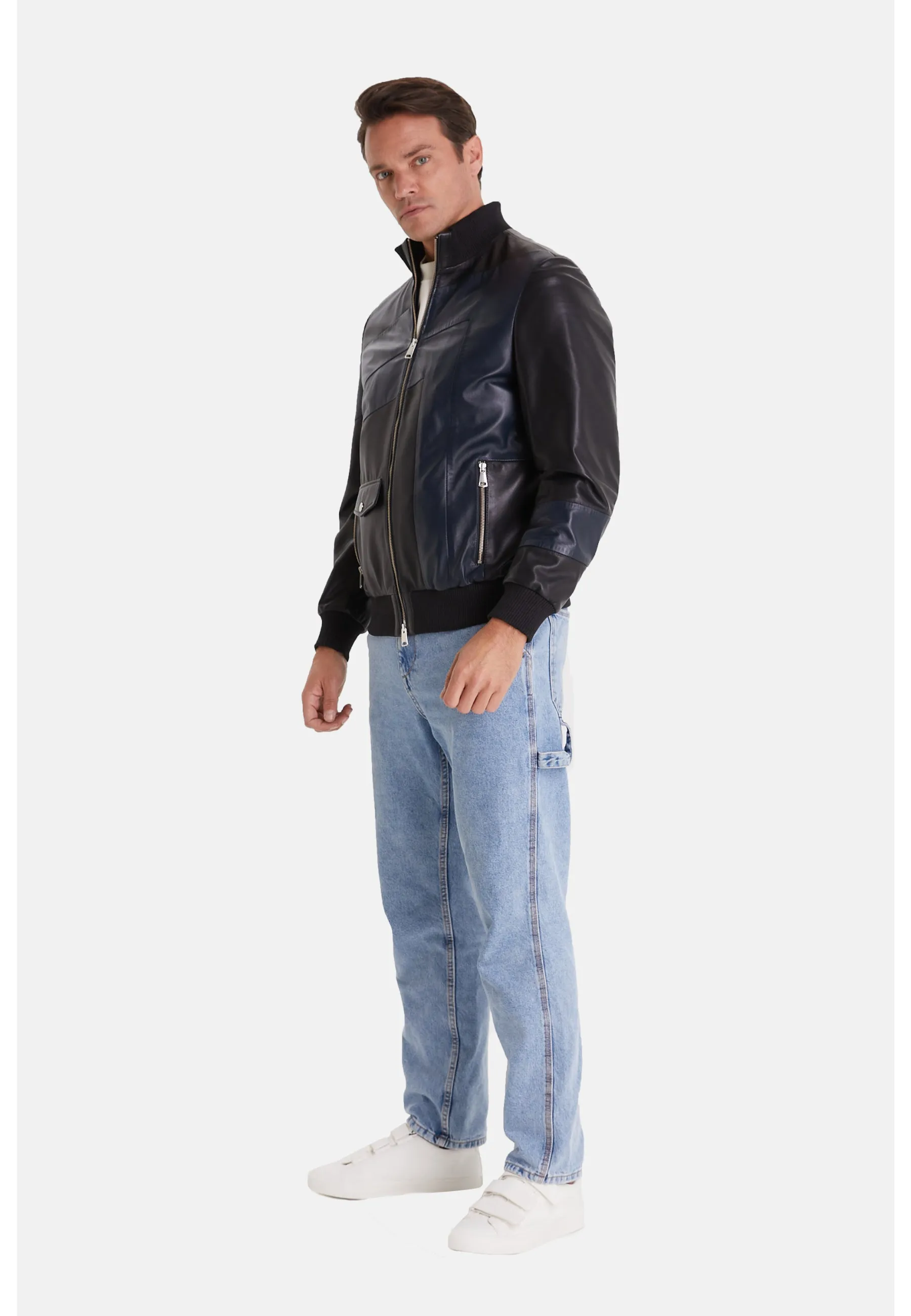 Men's Leather Fashion Jacket, Black