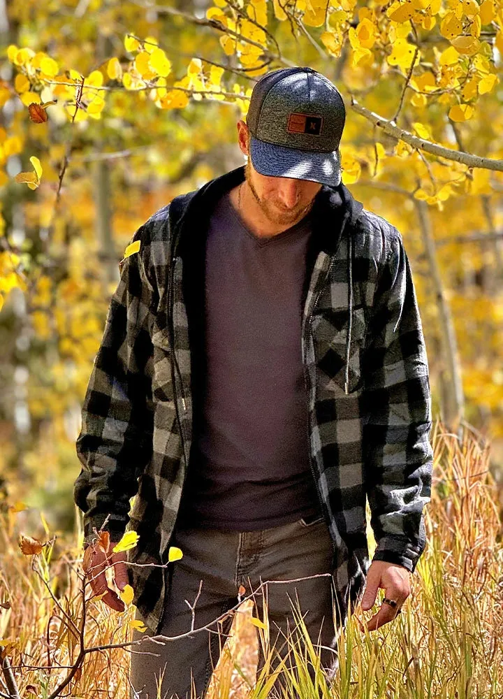 Men's Sherpa Lined Flannel Shirt Jacket with Hood,Plaid Shirt-Jac