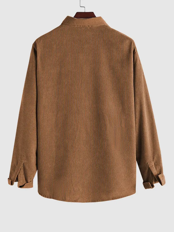 Men's Solid Color Textured Corduroy Shirt