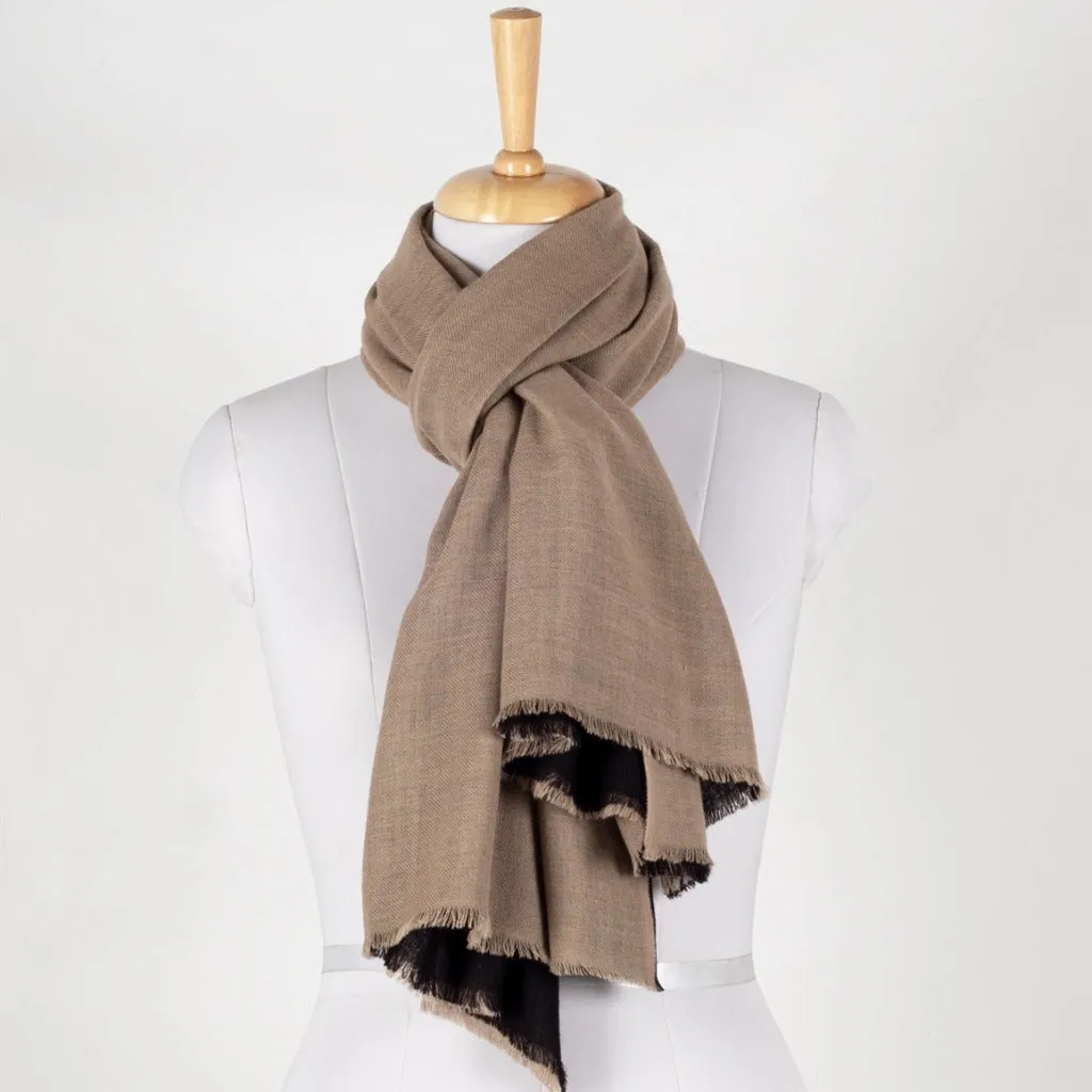 Merino Wool Scarf - 100% Wool - Black Beige Superfine Wool Scarves